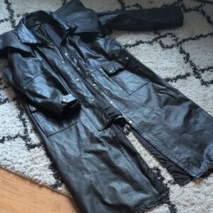 Leather  Biker Trench Coat